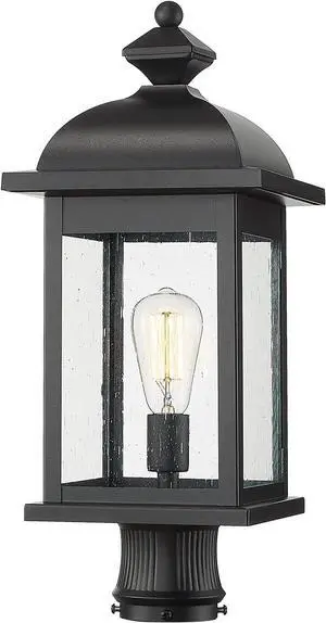FEMILA Outdoor Post Light, 21 Inch Large Exterior Lamp Post Light, Black Waterproof Pole Lantern Light Fixture with Seeded Glass, 4FD54P2 BK