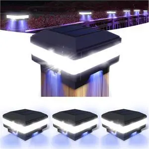 Solar Post Cap Lights 160 Lumen - 4x4 Post Solar Lights - Fence Post Solar Lights Fits 4x4 5x5 6x6 Fence Deck Posts, IP65 Waterproof, Outdoor Post Lights for Porch Patio Garden Landscape Lighting