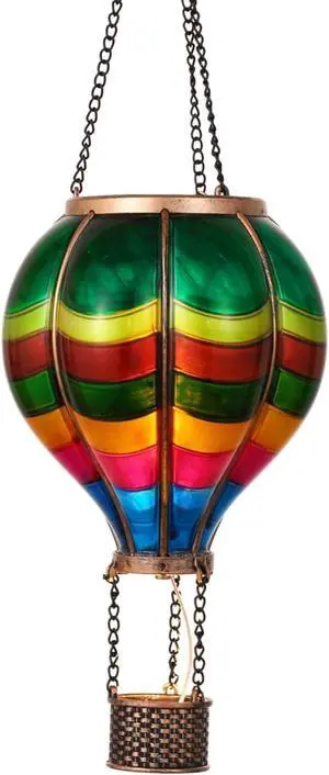 TERESA'S Collections Valentines Day Outdoor Decorations Hot Air Balloon Solar Lantern ,Hanging Flickering Flame Outdoor Lights for Garden Trees Yard, Colorful Lamp Decor for Mom Lovers