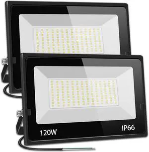 [100% Ture Wattage] 2 Pack 120W LED Flood Lights Outdoor, 13500LM Super Bright Security Light IP66 Waterproof 6000K Daylight White Spot Light Exterior Floodlight Lighting for Yard Backyard House