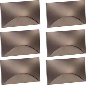 Outdoor Step Lights 6 Pack Arch, 120V 5CCT Selectable Stair Lights Indoor, Waterproof LED Deck Lights Hardwired Dimmable, Brown Finish Aluminum Outdoor Lighting, ETL Wet Rated