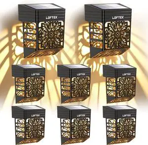 LOFTEK Solar Deck Lights, 8 Pack Solar Fence Lights, Outdoor Patio Decorative Light, Dusk to Dawn, Waterproof, Fence Post Light for Railing, Garden, Backyard, Stair, Step, Camping, Warm White