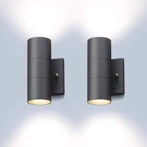 LMP Modern Outdoor Wall Light Porch Light Patio Light with Black Aluminum Finish for Decoration,Garage 2 Packs Gray