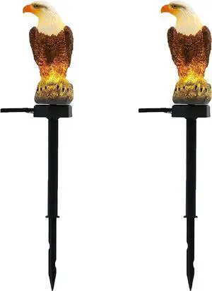Eagle Figurine Garden Solar Stake Light Eagle Solar Lights Outdoor Decorative Bright Light Eagle Statue for Garden, Lawn, Patio, Yard Decoration2pack