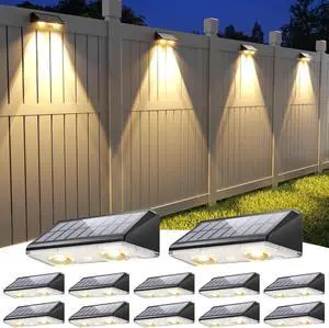 APONUO Solar Fence Lights Outdoor Waterproof, Fence Lights Solar Powered, 9 RGB Color Modes&Warm White&Cool White, Fence Solar Light Outdoor for Backyard, Patio, Wall, Yard,DeckBlack, 12 Pack