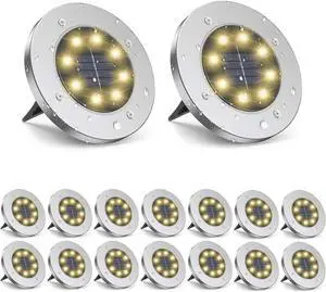 ZGWJ Solar Ground Lights,16 Pack Waterproof Solar Garden Lights, Upgraded Outdoor Garden Waterproof Bright in-Ground Lighting, Landscape Lighting for Pathway,Yard,Deck,Lawn,Patio,Walkway Warm White