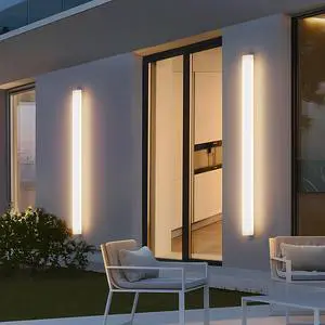 2 Pack 47.2In Long Outdoor Wall Lights 35W Exterior Wall Light 3000K Outdoor Wall Mount Lighting IP65 Waterproof Anti Rust for House(White)