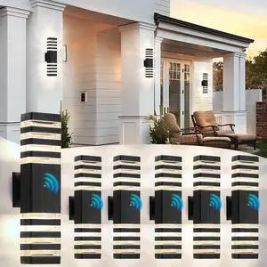 18.3 Inches Dusk to Dawn Outdoor Lighting,Up and Down Exterior Light Fixtures with 4 * 7W LED Bulbs,Waterproof Modern Long Outdoor Wall Light,Black Outdoor Porch Light for House,6 Packs