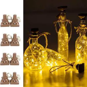 Solar Wine Bottle Lights Outdoor, 20 LED Cork Lights for Wine Bottles Waterproof, Fairy Lights Solar for Wedding Party Garden Patio Decor, Suitable for Most Wine Bottle Mouths-Warm White (8 Pack)