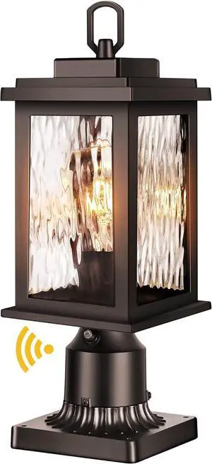 VIANIS Outdoor Post Lights Hardwired 120V, Oil Rubbed Bronze Dusk to Dawn Lantern Post for Outside with Pier Mount Base, Waterproof Aluminum ORB Exterior Lamp Post Light Fixture for Column Mount Light