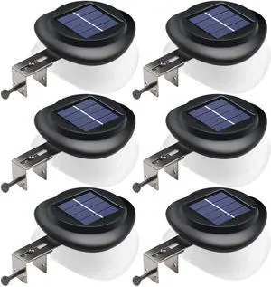 DBF Outdoor Solar Gutter Lights - Solar Fence Lights Outdoor Waterproof LED Deck Lighting Wall Mount Decorative Auto On/Off for Eaves Yard Garage Garden Deck Patio Railing (6 Pack)