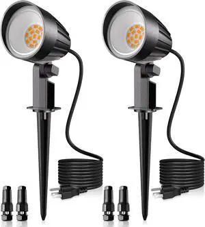 MEIKEE 15W 1500LM Landscape Lighting, 120V 2700K Warm White LED Garden Lights, IP66 Waterproof Outdoor Landscape Spot Lights with US Plug for Wall Tree Fence Yard Path (2 Pack)