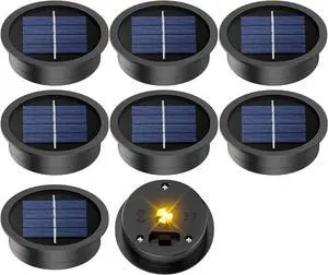 8 Pack Replacement Solar Light Parts(Top Size 2.76 inches, Bottom Size 2.36 inches),7 Lumens Warm White LED Waterproof Solar Light Replacement Top Kit for Outdoor DIY Hanging Lanterns
