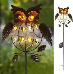 TAKE ME Owl Garden Solar Lights Outdoor, Solar Powered Stake Lights Mothers Day Garden Gifts Mom Wife Grandma - Metal OWL LED Decorative for Walkway,Pathway,Yard,Lawn (Bronze)