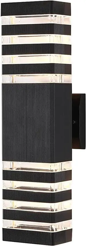 18.3inch 1pack LED Square Up&Down Wall Lights 24W 4000K Day White Outdoor Wall Light Aluminum Body Waterproof IP65 led Porch Light for House Patio Garage Garden No Sensor