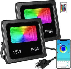 Z 150W Led Color Changing Flood Lights Multi Colors RGB Uplighting with Remote, IP66 Waterproof Stage Light, Dimmable Colored LED Lights, Floor for Christmas Party Outdoor Indoor Decor - 2 Pack