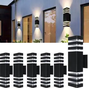 6Pack 15inch LED Up and Down Wall Lights,18W Outdoor Wall Light Aluminum Body 4000K Day White Waterproof IP65 Outside Wall Lights 1800LM Outdoor Wall Mount Lights