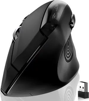 memzuoix Wireless Ergonomic Mouse,Upgraded 2.4G Optical Cordless Mice with 800/1200/1600 DPI,Vertical Computer Wireless Mouse for Laptop,Mac,PC,Desktop (for Right Hand,Large)-Black