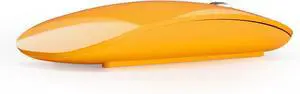 TENMOS M18 Bluetooth Mouse, USB C Rechargeable Wireless Mouse, Triple Mode (Dual Bluetooth+USB) Computer Silent Mice Portable with USB Receiver and Type C Adapter for Laptop/MacBook/iPad/PC - Orange