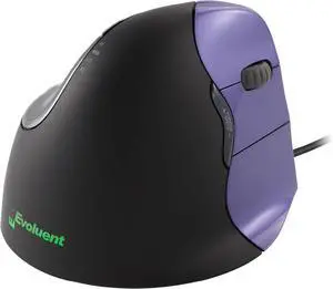 Evoluent  Inventor of The Vertical Mouse  VM4S Ergonomic Vertical Mouse Right Hand Small Wired USB, Sculpted for Comfort, Reduces Wrist Strain, 4 Speeds, 6 Customizable Buttons in Windows