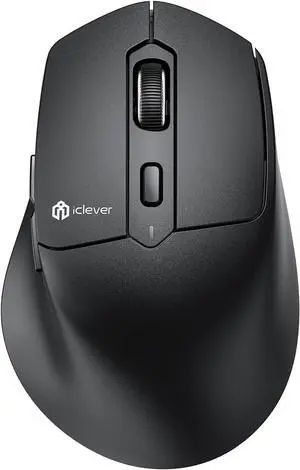 iClever MD360 Ergonomic Bluetooth Mouse with Mouse Jiggler, Wireless Rechargeable Mouse for 3 Devices (BT/2.4G), 4 DPI Settings, Compatible with iPad, Mac, PC