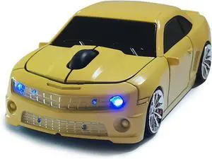 Wireless Car Mouse - 2.4GHz Wireless, Cool Car Shape, Laptop PC Mac Compatible (Yellow)