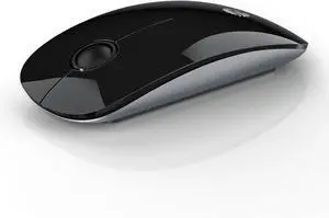 Bluetooth Wireless Mouse - (BT5.1+USB) Slim Dual Mode Computer Mice with Quiet Click, Low Power, and 1600 DPI, Portable Mouse for MacBook, Laptop, iPad Pro/Air, Surface Pro (Black)
