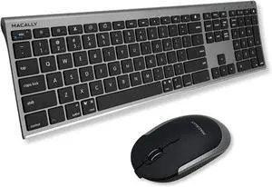 Macally Premium Bluetooth Keyboard and Mouse for Mac | Compatible Wireless Apple Keyboard and Mouse Combo (110 Keys Multi-Device Rechargeable) for MacBook Pro/Air and iMac - Space Gray