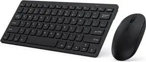 Compact Wireless Keyboard Mouse, 2.4GHz Ultra Thin Small Wireless Keyboard Mouse Combo for Desktop, Laptop (Black)