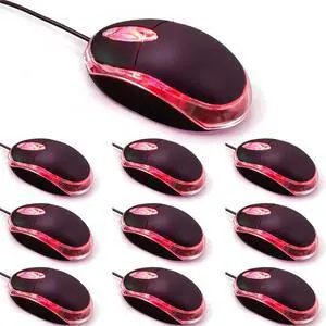 10 Pack Wired Mini Optical Mouse - Ergonomic USB Mouse for Laptop PC Desktop, Compatible with Windows Linux Mac, Fit for Office Business Home, Kids (Black)
