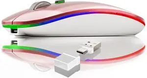 Wireless Mouse,Mouse for MacBook Air Mac Pro iPad Laptop Computer PC,Rechargeable Dual Mode Switch Mice Bluetooth 5.2/3.0 and 2.4GHz USB Type-C Receiver