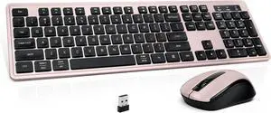 Wireless Keyboard and Mouse, 2.4GHz Cordless Silent Keyboard Mouse Combo, Optical Mouse, Plug and Play USB Receiver, Compatible with Windows, Mac, Laptop, and PC  Ideal for Office UseBlack Pink