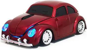 Car Mouse for Computer, Cool and Cute Car-Shaped Mouse, Wireless 2.4Ghz Optical Mice for Laptop PC Mac (Burgundy)