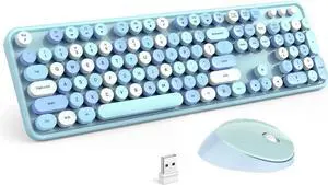 Wireless Keyboard and Mouse Combo, 2.4G Full-Sized Ergonomic Keyboard Mouse, 3 DPI Adjustable Cordless USB Keyboard and Mouse,for PC/Computer/Laptop/Windows/Mac(Blue)