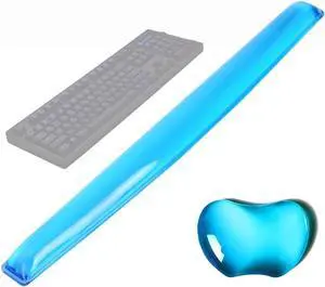 Gel Keyboard Wrist Rest Set Plus - ABRONDA Keyboard & Mouse Wrist Support Pad Office, Computer, Laptop, Mac - Durable, Comfortable and Pain Relief- Blue Set