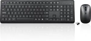 Perixx PERIDUO-716, Wireless Standard Keyboard and Optical Mouse Combo Set - Black