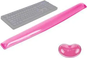 Gel Keyboard & Mouse Wrist Rest Set - Keyboard Wrist Rest Pad & Mouse Support for Office Gaming Pad Computer Laptop Ergonomic Comfortable Pain Relief-Pink Pad Set