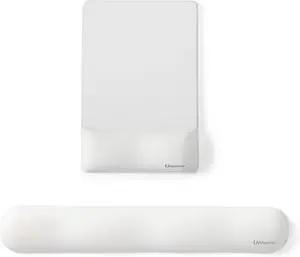 UnivoColors Design-Wave Set of Keyboad Wrist Rest & Mouce Pad,Artificial Sheepskin+Memory Foam+Ergonomic+Anti-Slip Gel, Resilience Support During Work and Gaming,Keyboard Accessory,White