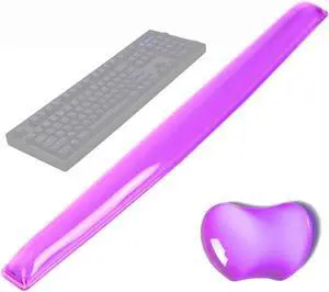 Silicone Gel Keyboard Wrist Rest Set Plus - ABRONDA Keyboard & Mouse Wrist Support Pad Office, Computer, Laptop, Mac - Durable, Comfortable and Pain Relief- Purple Set