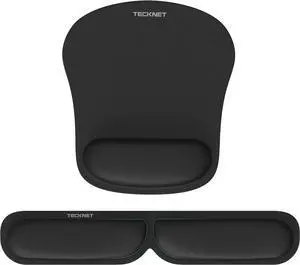 TECKNET Ergonomic Keyboard Wrist Rest and Mouse Pad, Foldable Memory Foam Wrist Rest for Computer Keyboard, Durable Mousepad for Computer Laptop Mac, Lightweight for Easy Typing and Pain Relief, Black