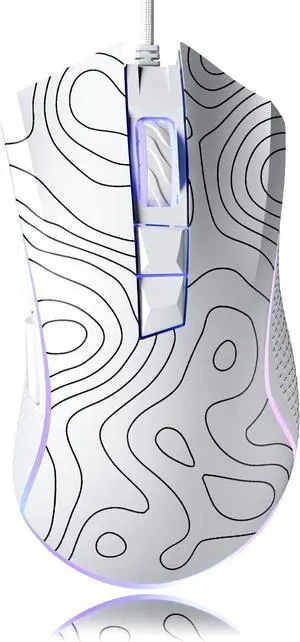 XVX G705 Wired Gaming Mouse, 12000 DPI RGB Gaming Mouse with 12 Backlit Modes & 7 Macro Buttons, PC Gaming Mice Support DIY Keybinding, Mouse Gamer Computer Mouse for Laptop PC Mac Windows,Topographic