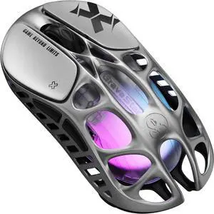 GravaStar Mercury X Wireless Gaming Mouse  32,000 DPI PAW 3950 Sensor, 1000Hz Polling Rate, Only 49g, Magnesium Alloy Hollow Frame, RGB Lighting, 5 Programmable Buttons