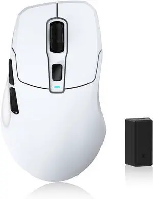 Wireless Gaming Mouse, 26000 DPI, 8K Polling Rate, Tri-Mode 2.4GHz/USB-C/Bluetooth Ergonomic Mouse with Web-Driven, Ice-Cooling Coating, Rechargeable Gaming Mice for Laptop/PC/Mac/Xbox, White