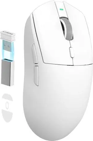 A.JAZZ AJ139 G Pro Wireless Gaming Mouse Ultra-lightweight 59g with Dual Mode-Type C Wired/2.4Ghz USB Receiver up to 26000DPI 6 Programmable Button Ergonomic Symmetric for PS4 XBox PC Mac Gamer(White)
