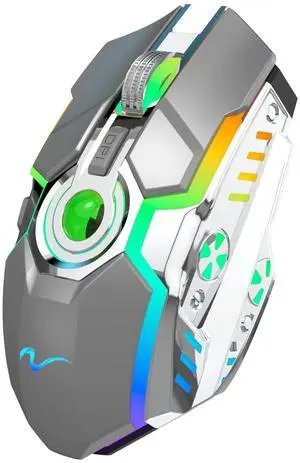 HXMJ-Rechargeable Wireless Gaming Mice with USB Receiver and Decompress Crystal Ball-Gray