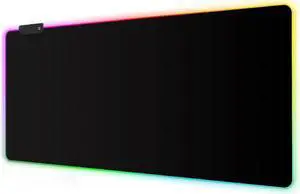 Meffort Inc RGB Gaming Mouse Pad - Extra Large XXL LED Gaming Mouse Mat with Custom Design Stitched Edges (35.4 x 15.7 Inch, Black)