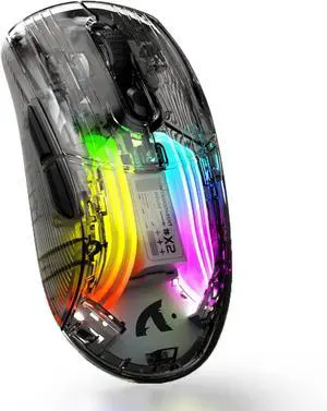 Wireless Gaming Mouse With Full Transparent Design,Double Mode 2.4G/Bluetooth Mouse,3D RGB Backlit,Ergonomic Silent Mouse with 7 Buttons,Rechargeable Wireless Computer Mice for Laptop,PC,Mac(Black)