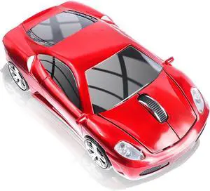 elec Space Wireless Mouse, 2.4GHz Cool Sport Car Shape Computer Mouse 1600 DPI Optical Cordless Mice with USB Receiver for PC Laptop Computer Notebook (Red)
