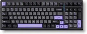 G98 PRO Wireless Mechanical Keyboard, Tri-Mode Connection Gaming Keyboard, Hot Swappable Custom Gasket Structure, Pre-lubed Linear Switches, Double Shot PBT Keycaps RGB LED Backlit Purple&Black