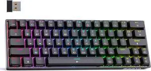 DIERYA DK63 60% Wireless Mechanical Gaming Keyboard | Bluetooth/2.4G/Wired | RGB Backlit | Anti-Ghosting Compact 63-Keys Mini Keyboard | with Red Switch | for Windows Laptop PC Gamer Typist-Black